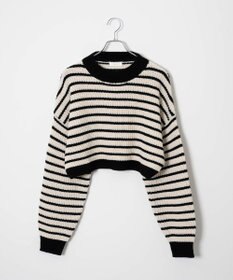 WEGO ボーダーショートニットプルオーバー