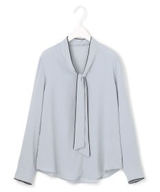 ICB L 【UVケア・速乾・接触冷感・洗える】BackSatinAmunzen 配色ボウタイブラウス