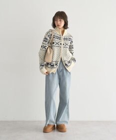 earth music&ecology ダブルzipノルディックカウチンニットカーディガン