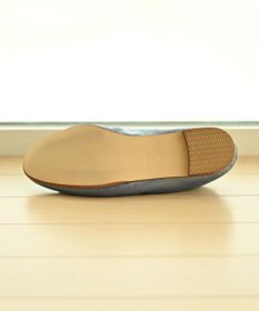 nouvelleRobe Oū 【本革・高反発】Roundラウンドトゥ ネイビーメタリックバレエシューズ