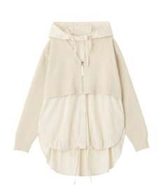 YECCA VECCA ZIPニットレイヤードフーディーシャツ