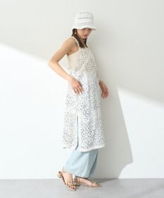 earth music&ecology 花柄プリントボーラー刺繍ミニキャミドレス