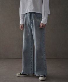 WEGO シルバープリントバギーフレアデニム