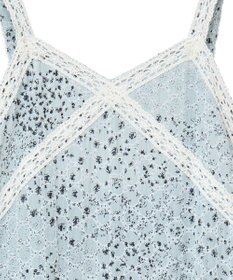 earth music&ecology 花柄プリントボーラー刺繍ミニキャミドレス