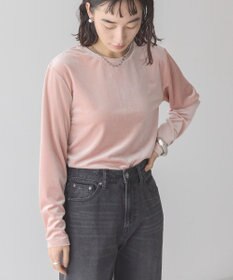 AMERICAN HOLIC ベロアクルーネックカットプルオーバー