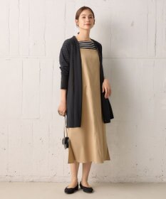 組曲 【洗える・シワになりにくい】リネン混オックスストレッチ キャミワンピース