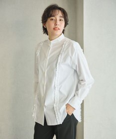 #Newans 【洗濯機可能/シワになりにくい】パネルフリルシャツ