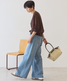 AMERICAN HOLIC 5分袖シアーVネックニットカーディガン