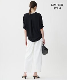 ICB 【人気のため新色追加・WEB限定・接触冷感・UVケア・速乾・洗える】BackSatinAmunzen 5分袖キーネックブラウス