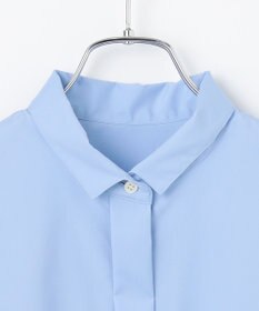 #Newans 【洗濯機可能/シワになりにくい】〈お尻・太ももをカバー〉フレアスリーブイタリアンカラーシャツ