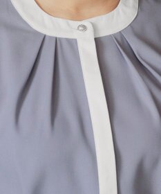 Tiaclasse L 【新色追加・洗える】フロントタック配色ブラウス