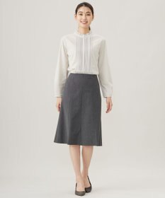 J.PRESS LADIES L プレーティングジャージー フリルネック カットソー