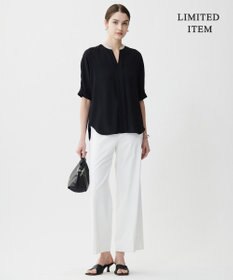 ICB 【人気のため新色追加・WEB限定・接触冷感・UVケア・速乾・洗える】BackSatinAmunzen 5分袖キーネックブラウス