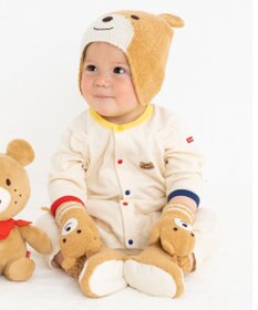 MIKI HOUSE HOT BISCUITS 【1-5歳】 くまのお顔 マシュマロニット ミトン