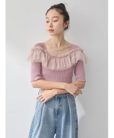 earth music&ecology デコルテチュールニットプルオーバー