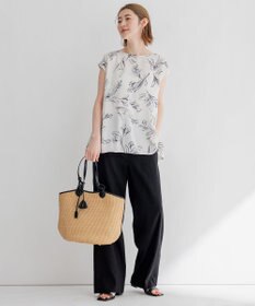 23区 【洗える】リネンレーヨンストレッチ ワイド パンツ