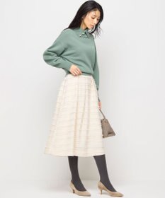 組曲 【WEB限定】ボーダーカットジャカード フレアスカート