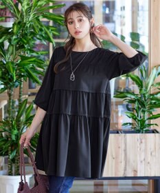 Tiaclasse L 【洗える】ティアードチュニックブラウス