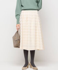 組曲 【WEB限定】ボーダーカットジャカード フレアスカート