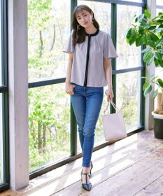 Tiaclasse L 【新色追加・洗える】フロントタック配色ブラウス