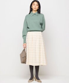 組曲 【WEB限定】ボーダーカットジャカード フレアスカート