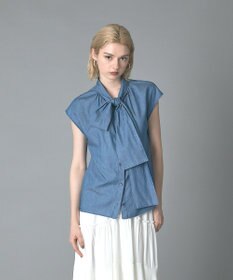 GRACE CONTINENTAL シアーデニムボウタイブラウス