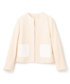 BEIGE， MILLAM / フェイクレザーパッチツイードジャケット