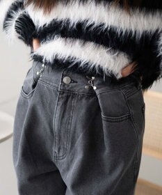 WEGO 【ウエスト調整付き】ウエストフックデニムワイドパンツ