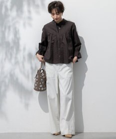 23区 L 【洗える】カラミ ストライプ  切り替え ブラウス