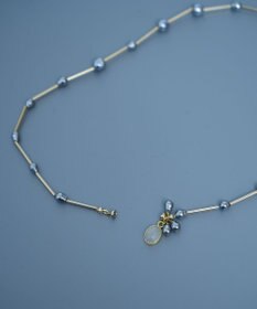 monshiro ガラスパールラインショート ネックレス