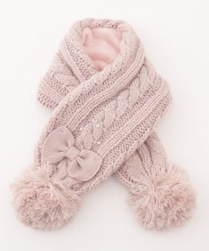 ANY KIDS ポンポン付き ケーブル マフラー