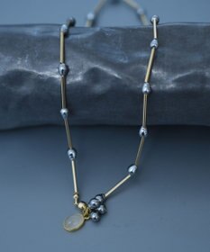 monshiro ガラスパールラインショート ネックレス