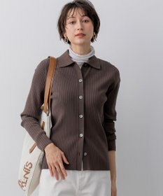 23区 【先行予約】ワイドリブ ポロニット カーディガン