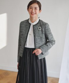 23区 【セットアップ対応】ライトシャインツイード ノーカラージャケット