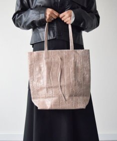 INTER-CHAUSSURES 【ANDREA CARDONE ITALI】ファスナー付き型押しレザートートバッグ