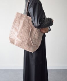 INTER-CHAUSSURES 【ANDREA CARDONE ITALI】ファスナー付き型押しレザートートバッグ