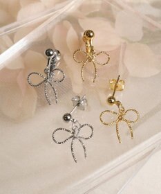 Tiaclasse 【安田美沙子さん着用/金属アレルギー対応/選べる2TYPE】チェーンリボン イヤリング・ピアス