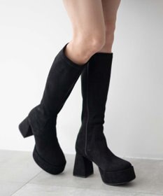 WEGO ストーム付きワイドヒールロングブーツ