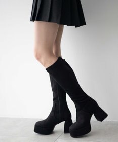 WEGO ストーム付きワイドヒールロングブーツ