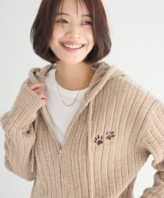 CRAFT STANDARD BOUTIQUE アニマル刺繍ニットZIPパーカー