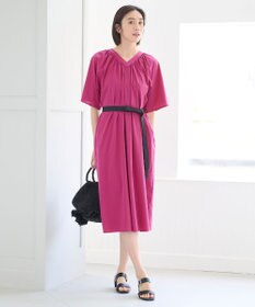 自由区 【WEB限定・洗える・XSサイズあり】ライトギャザーフレアスリーブ ワンピース