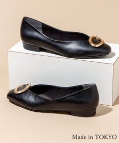 Dominic3 デザインバックル ローヒール レザーパンプス