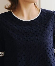 Tiaclasse 【小倉優子さん着用・洗える】パンチングレース配色チュニック