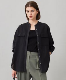 ICB 【洗える】シアーボイル バンドカラーシャツ