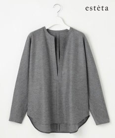 23区 【エステータ】ウールツイルジャージー スリットネック ブラウス
