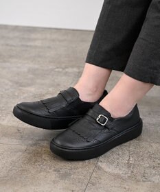 Pointer 日本製 本革フリンジ付き厚底ローファー