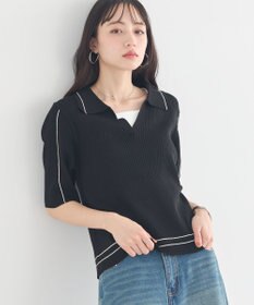 earth music&ecology 【予約】ラインカラーポロニット