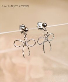 Tiaclasse 【安田美沙子さん着用/金属アレルギー対応/選べる2TYPE】チェーンリボン イヤリング・ピアス