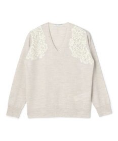 BEIGE， 【WEB限定】REMINGTON / レースコンビ Vネックニット