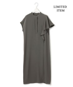 ICB 【接触冷感・UVケア・防シワ・洗える】エステルダブルクロス ラッフルスリーブワンピース